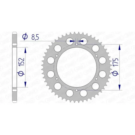 AFAM Kettenrad Alu 52 Zähne, Teilung 520 für YAMAHA DT 200 WR, WR 200 1991-1996