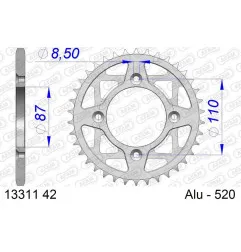 AFAM aluminium rear sprocket 42T, 520 pitch for YAMAHA TY 250 1986-1992