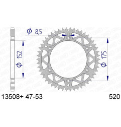 Corona de aluminio AFAM 48 dientes, paso 520 para YAMAHA IT 175, IT 250, WR 250, YZ 125, YZ 250 de 1980 a 1998