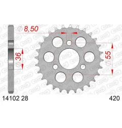 Couronne acier AFAM 28 dents, pas 420