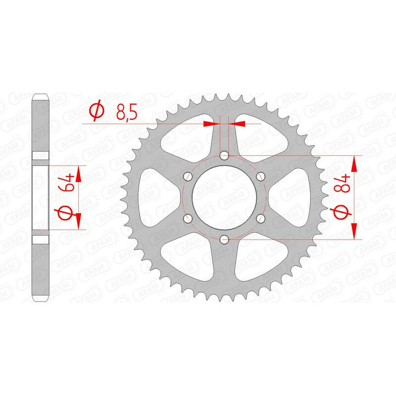 Corona de acero AFAM paso 428 para SUZUKI DF 125, DR 125 S, DR 125 SE, TS 125, TS 125 ER de 1971 a 2000