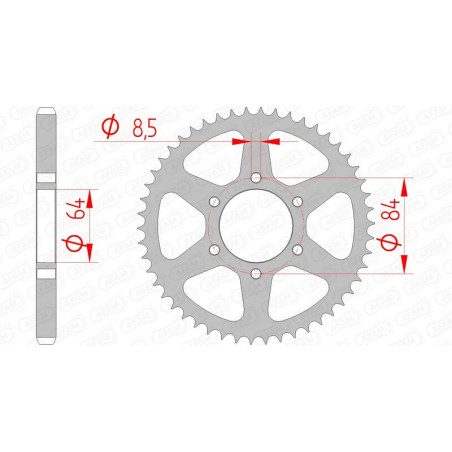 Couronne acier AFAM pas 428 pour SUZUKI DF 125, DR 125 S, DR 125 SE, TS 125, TS 125 ER de 1971 à 2000