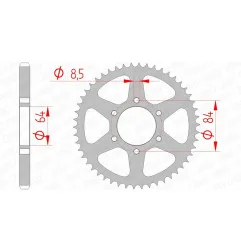 Couronne acier AFAM pas 428 pour SUZUKI DF 125, DR 125 S, DR 125 SE, TS 125, TS 125 ER de 1971 à 2000