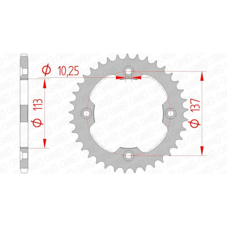 Couronne acier AFAM pas 520 pour SUZUKI LT-R 450 QUADRACER 2WD, LTZ 400 de 2006 à 2018