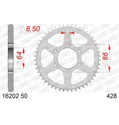 AFAM steel rear sprocket 50T, 428 pitch