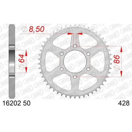 AFAM steel rear sprocket 50T, 428 pitch