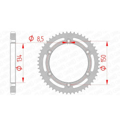 AFAM Kettenrad Stahl 52 Zähne, Teilung 428 für KAWASAKI KDX 125 SR 1990-1999