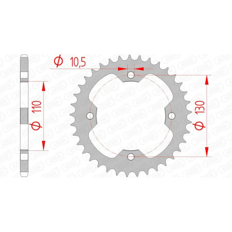 AFAM Kettenrad Stahl Teilung 520 für KAWASAKI KFX 450 2008-2014