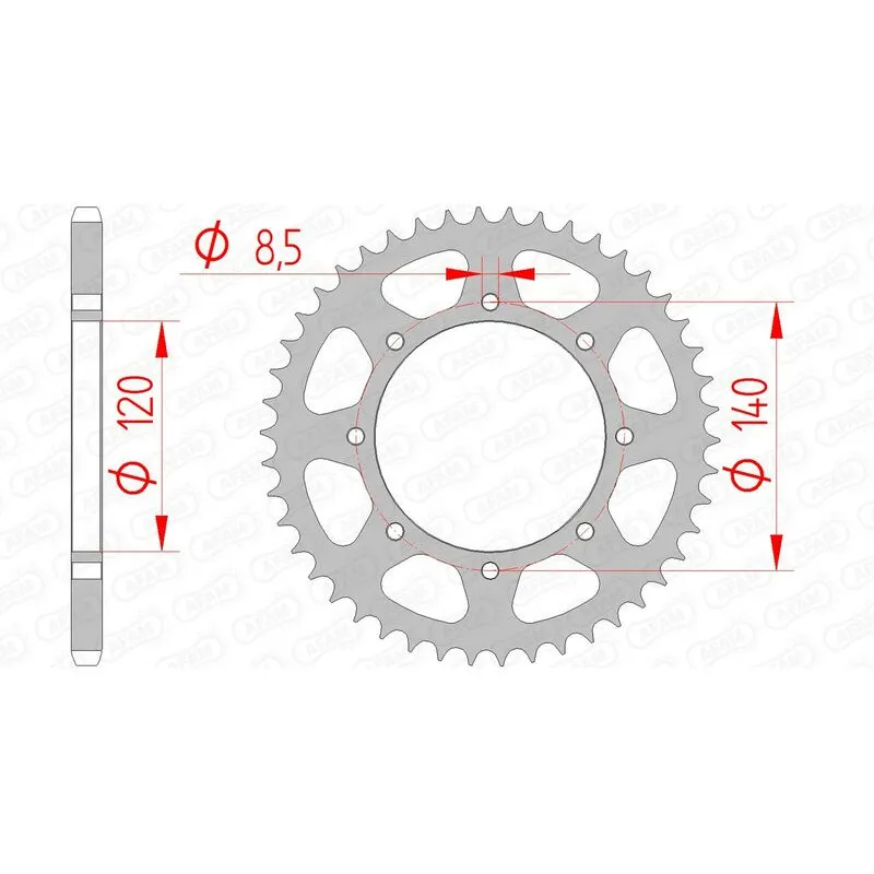 AFAM steel rear sprocket 520 pitch for KAWASAKI KLE 500, KLR 650, KLX 650 1987-2019