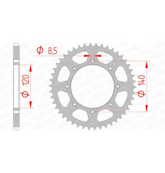 Corona de acero AFAM paso 520 para KAWASAKI KLE 500, KLR 650, KLX 650 de 1987 a 2019
