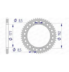 Corona de aluminio AFAM paso 520 para HUSQVARNA CR 125, CR 240, WR 125, WR 240, WR 400 de 1978 a 1989