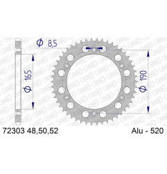 Corona de aluminio AFAM paso 520 para KTM GS 125, GS 250, GS 300, MX 125, MX 500 y MAICO GS 250 de 1984 a 1994