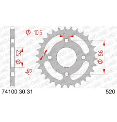 AFAM steel rear sprocket 520 pitch for KYMCO MXU 150, MXU 50 2005-2017