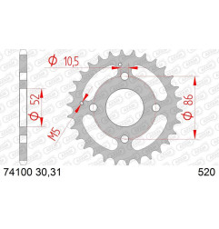 Corona de acero AFAM paso 520 para KYMCO MXU 150, MXU 50 de 2005 a 2017