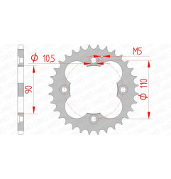 AFAM steel rear sprocket 32T, 520 pitch