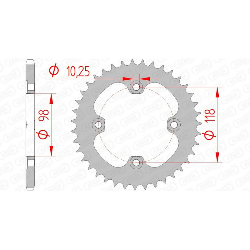 Corona de acero AFAM paso 520 para CAN-AM DS 450, DS 450 X de 2008 a 2009