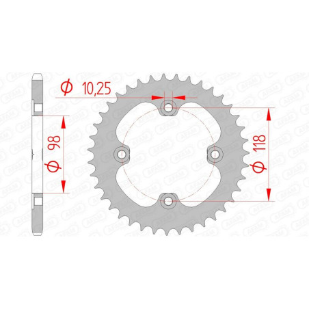 Couronne acier AFAM pas 520 pour CAN-AM DS 450, DS 450 X de 2008 à 2009