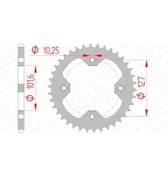 Couronne acier AFAM pas 520 pour POLARIS OUTLAW 450 MXR 2X4, OUTLAW 525, OUTLAW 525 IRC, OUTLAW 525 RS 2X4, PREDATOR 500