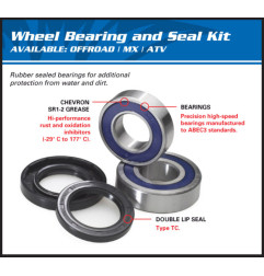 Kit roulements de roue ALL BALLS pour YAMAHA WR 250, WR 250 X, XT 660 Z TENERE, POLARIS SCRAMBLER 250 et KAWASAKI KLR 650