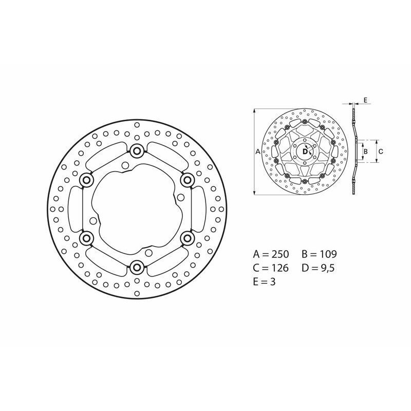 Disco de freno BREMBO Serie Oro redondo flotante para KAWASAKI KX 125, KXF 250, KXF 450 de 2006 a 2014