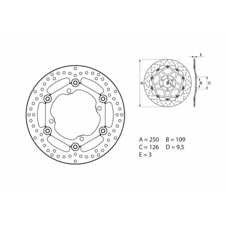 Disque de frein BREMBO Serie Oro rond flottant pour KAWASAKI KX 125, KXF 250, KXF 450 de 2006 à 2014
