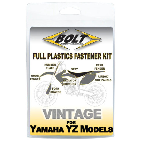 Kit visserie plastiques BOLT pour YAMAHA YZ 125, YZ 250, YZ 250 X et FANTIC XE 125, XX 125, XX 250 de 2022 à 2027