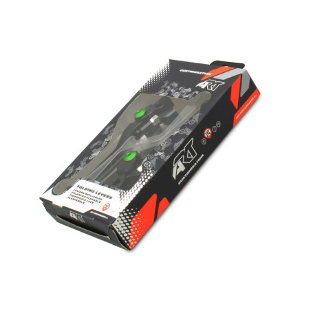 ART Foldable Levers Black/Green Screw by Pair for KAWASAKI KX 250, KXF 250, KXF 450 2013-2020