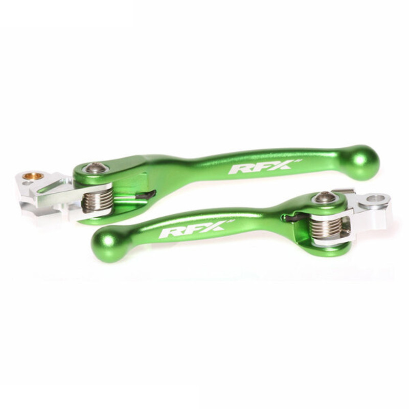 Jeu de leviers retournables forgés RFX Race Series - vert pour KAWASAKI KX 250, KX 250 X, KX 450, KX 450 X, KXF 250