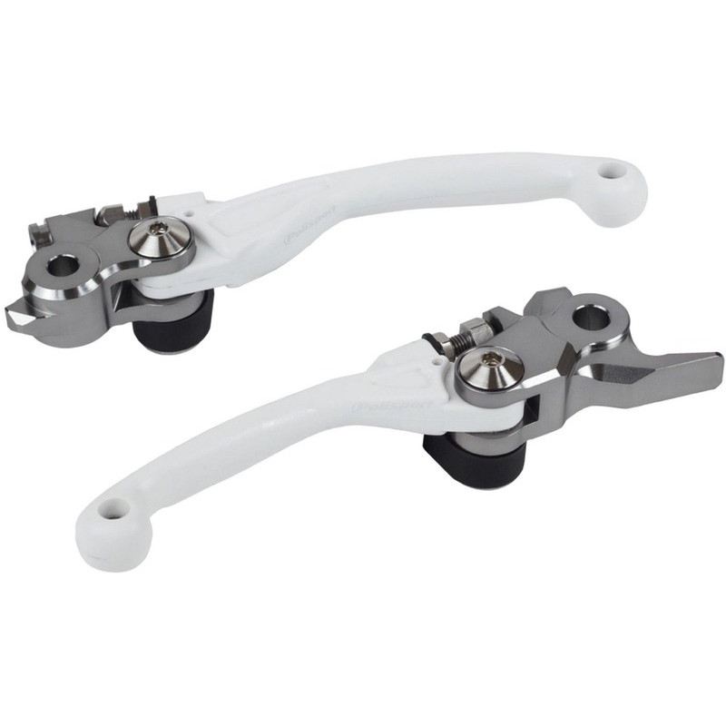 Juego de manetas articuladas POLISPORT Pivot blanco para HUSQVARNA FC 250, TC 125, TC 250 y KTM EXC 125, EXC 200, SX 125