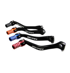 Sélecteur de vitesse SCAR noir mat/embout bleu pour YAMAHA YZ 125, YZ 250, YZ 250 X et FANTIC XE 125, XX 125, XX 250
