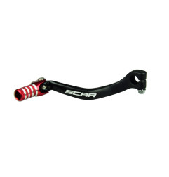 Sélecteur de vitesse SCAR noir mat/embout rouge pour HONDA CR 250 de 2004 à 2007