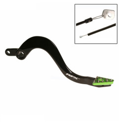 RFX Pro Series Solid-Tip Rear Brake Lever - Black/green for KAWASAKI KX 125 2004-2008
