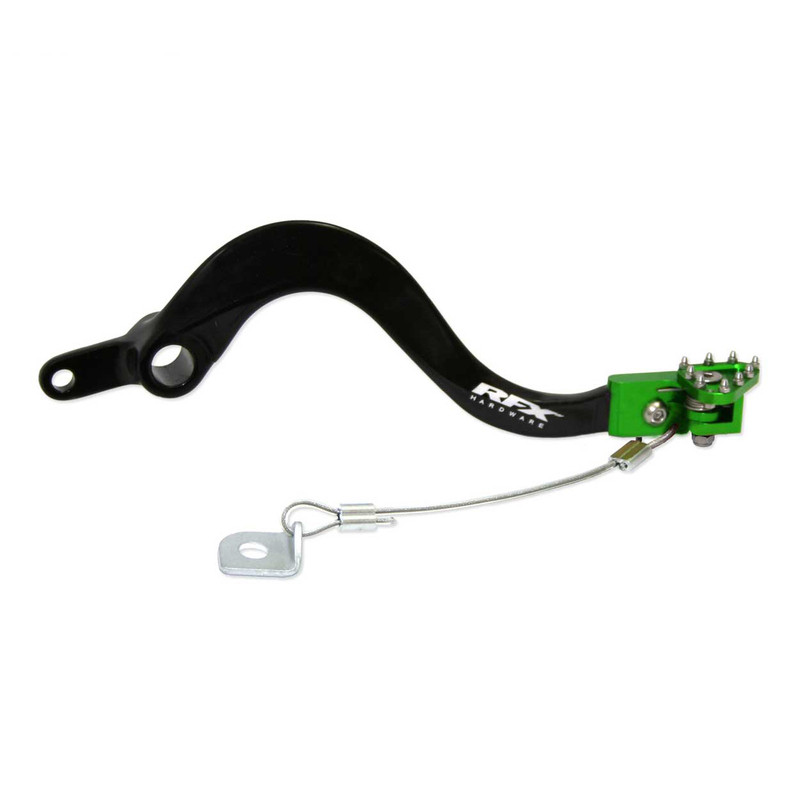 Pédale de frein RFX Pro Series - embout repliable - noir/vert pour KAWASAKI KX 250, KX 250 X, KX 450, KX 450 X, KXF 450