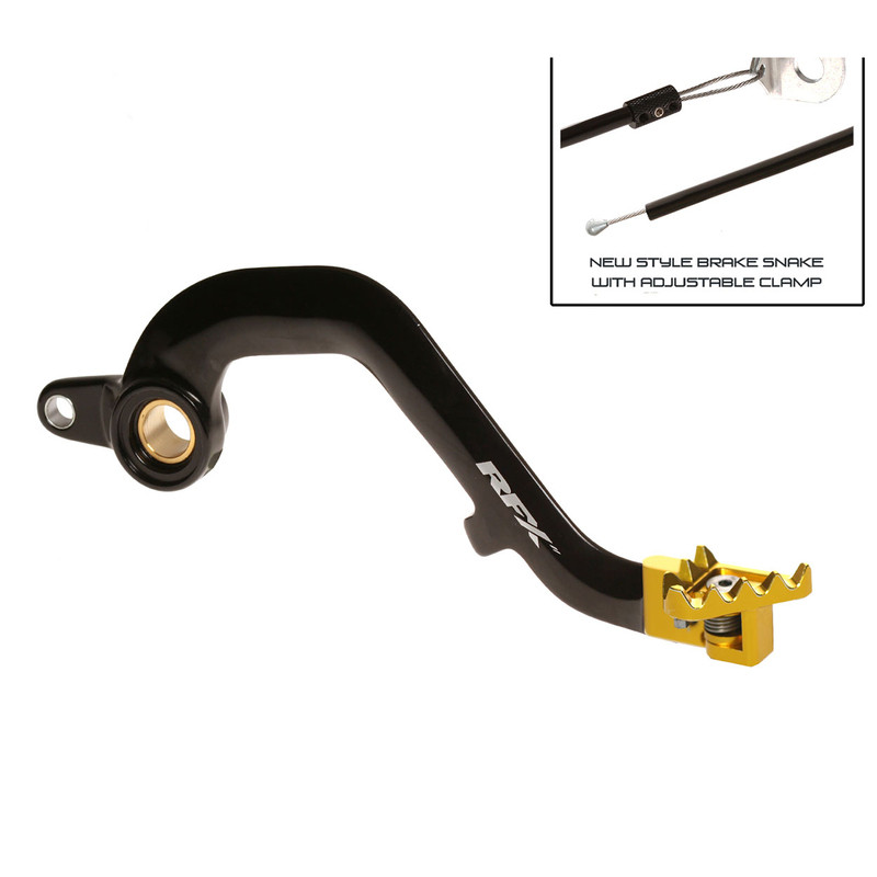 RFX Pro Series Flexi-Tip Rear Brake Lever - Black/yellow for SUZUKI RM 125 2001-2008