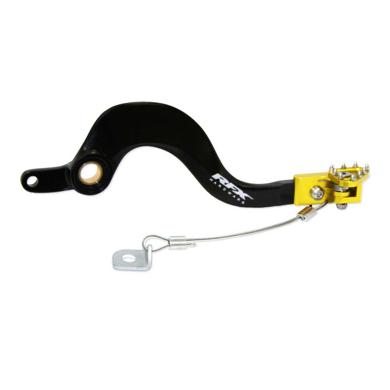 Pédale de frein RFX Pro Series - embout repliable - noir/jaune pour SUZUKI RMZ 250, RMZ 450 de 2008 à 2027