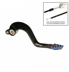 RFX Pro Series Solid-Tip Rear Brake Lever - Hard Anodised Black/blue for YAMAHA YZ 125, HONDA CAMINO and FANTIC XE 125 1976-2027