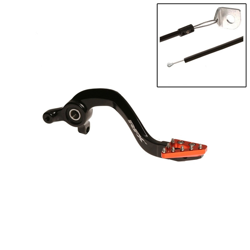 RFX Pro Series Solid-Tip Rear Brake Lever - Hard Anodised Black/orange for KTM SX 65 and HUSQVARNA TC 65 2009-2023
