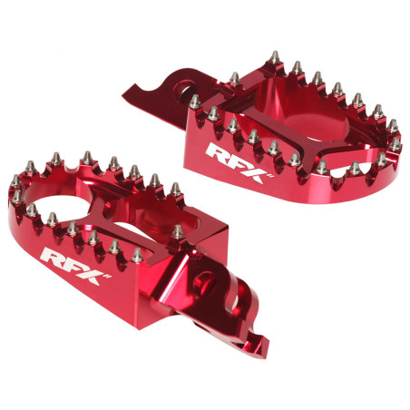 Estriberas RFX Pro Series aluminio CNC - rojo para HONDA CR 125, CRF 150, CRF 250, CRF 450, CRF 450 RX ENDURO de 2002 a 2027