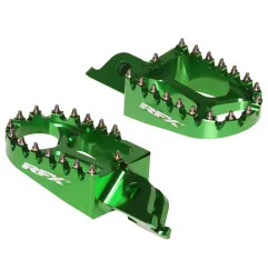 RFX Pro Series CNC Aluminium Footrests - Green for KAWASAKI KX 250, KX 250 X, KX 450, KXF 250, KXF 450 2006-2027