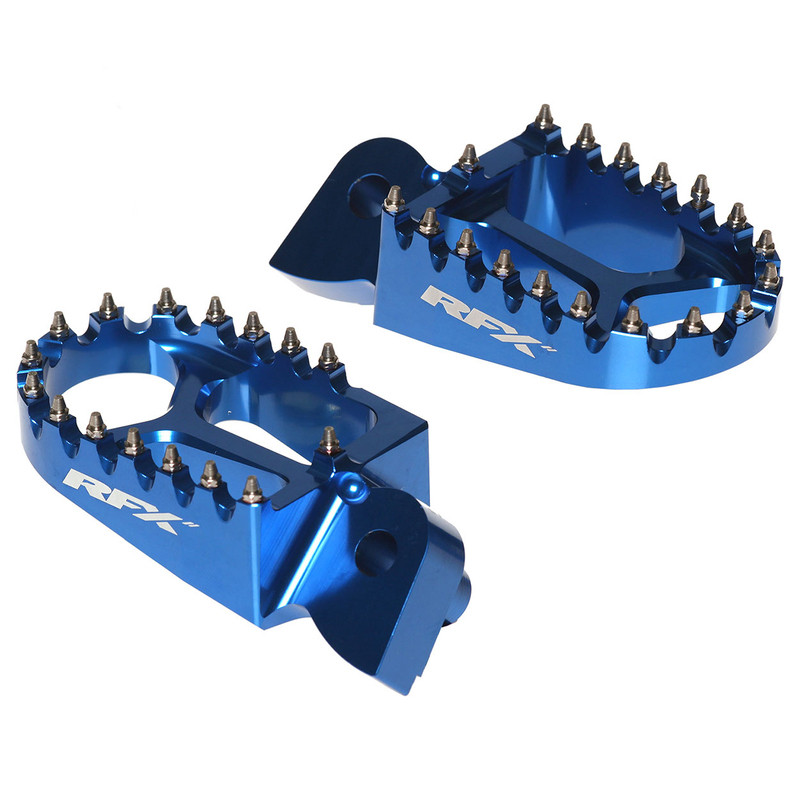 RFX Pro Series CNC Aluminium Footrests - Blue for HUSQVARNA FE 250, FE 350, FE 450, FE 501, TC 250 2014-2016
