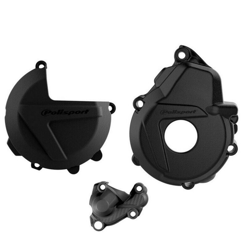 POLISPORT Clutch, Ignition And Water Pump Cover Protection Set for KTM EXCF 250, EXCF 350 and HUSQVARNA FE 250, FE 350 2017-2023
