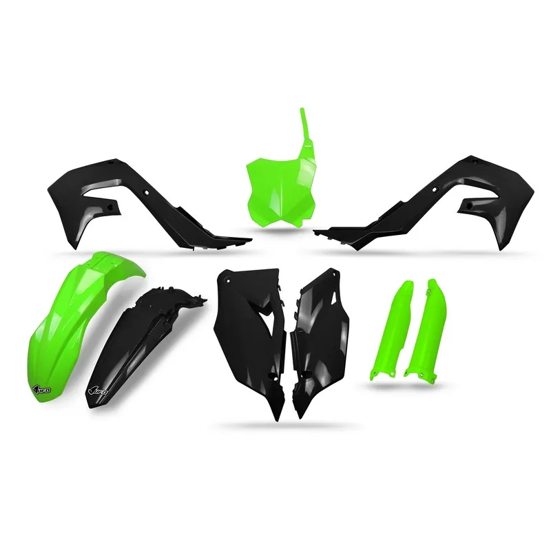 UFO Plastics Kit Black/Neon Green for KAWASAKI KX 250, KX 250 X, KX 450 2019-2024 UFO Plastics Kit Black/Neon Green for KAWASAKI KX 250, KX 250 X, KX 450 2019-2024
