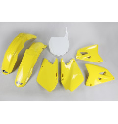 UFO Plastik-Kit OEM-Farbe Gelb/Weiß für SUZUKI RM 125, RM 250 2001-2002