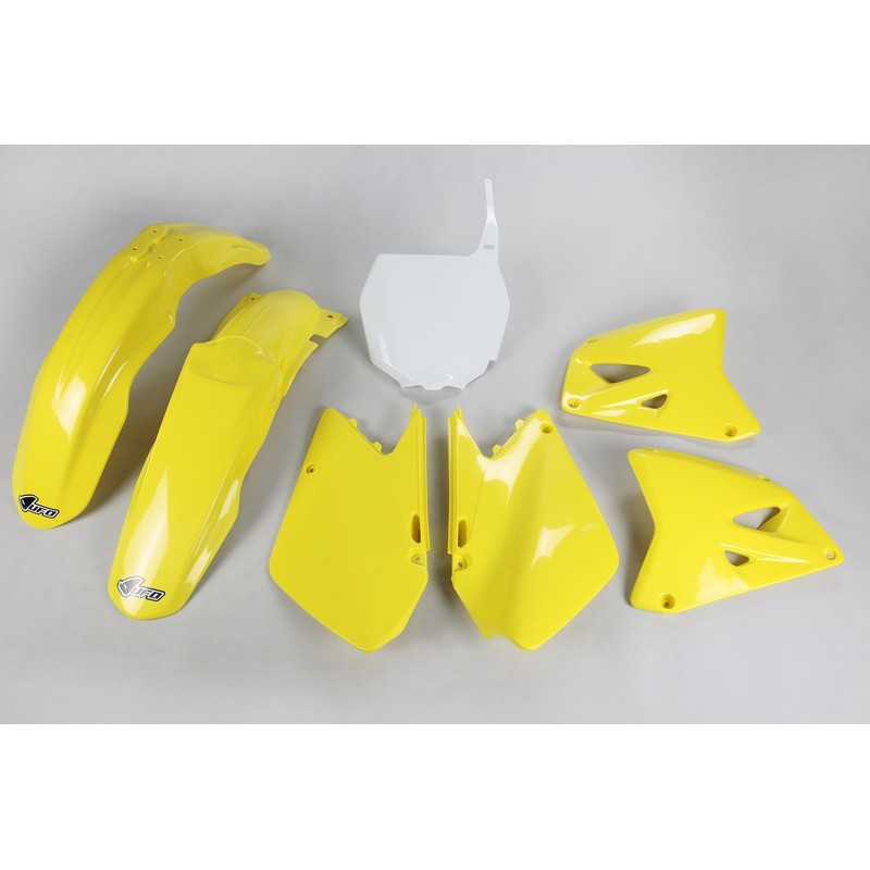 UFO Plastik-Kit OEM-Farbe Gelb/Weiß für SUZUKI RM 125, RM 250 2001-2002