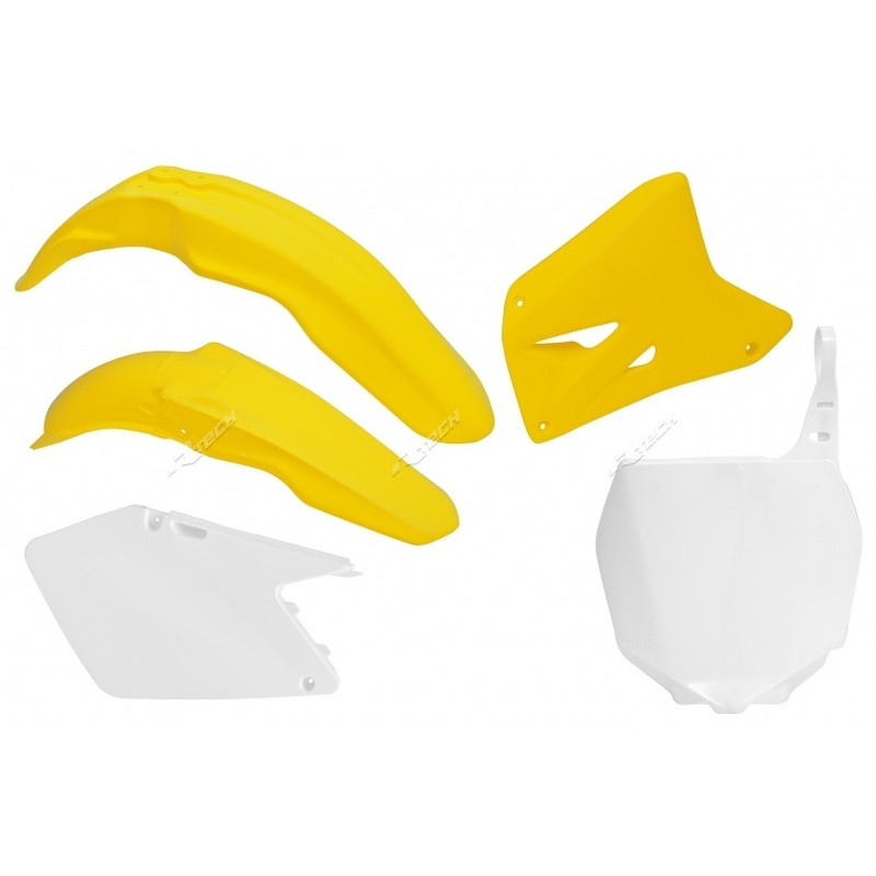 Kit plastique RACETECH couleur origine (2009) jaune/blanc pour SUZUKI RM 125, RM 250 de 2001 à 2008