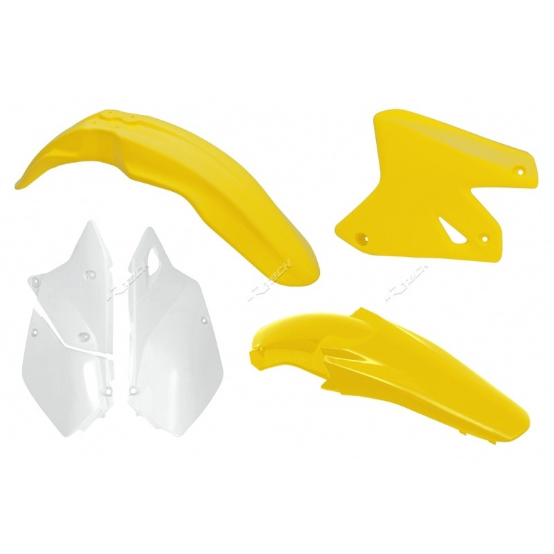 Kit plastica RACETECH OEM Color Amarillo/Blanco para SUZUKI DR-Z 400 S, DR-Z 400 SM, DRZ 400 de 2000 a 2017