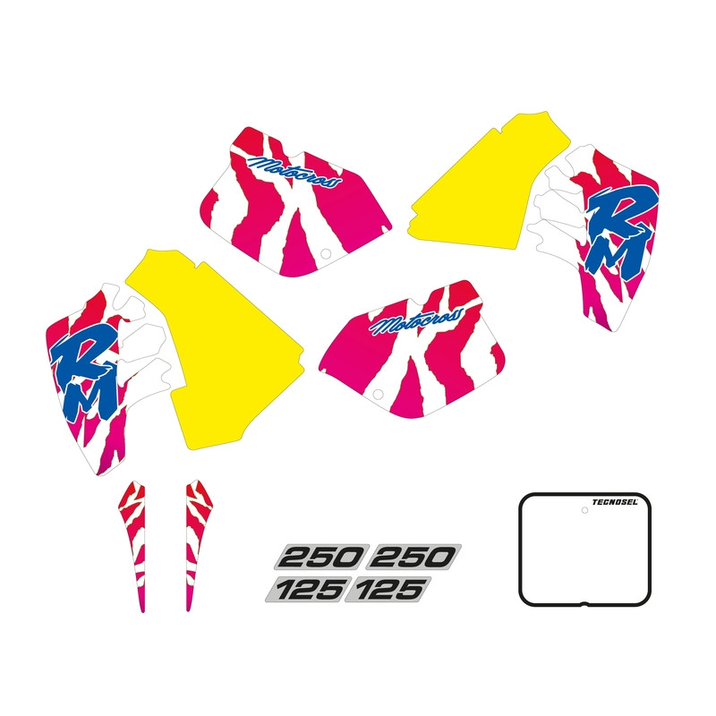 Kit déco complet TECNOSEL OEM pour SUZUKI RM 125, RM 250 de 1989 à 1992 Kit déco complet TECNOSEL OEM pour SUZUKI RM 125, RM 250 de 1989 à 1992