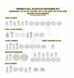 Kit vis complet de plastiques BOLT pour KTM EXC 200, EXC 300, SX 125, SXF 250, SXF 450 de 2003 à 2016