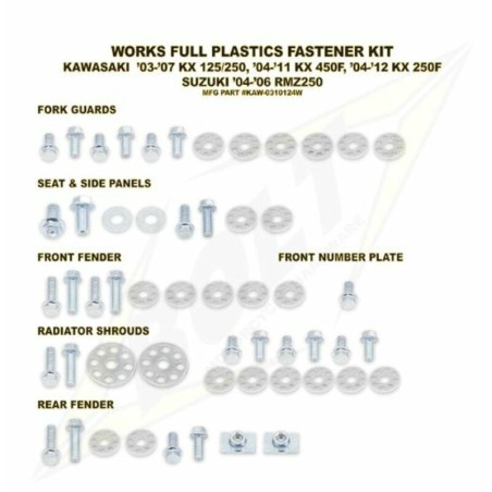 BOLT hardware for KTM EXC 200, EXC 300, SX 125, SXF 250, SXF 450 2003-2016