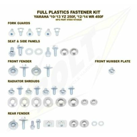 Complete set of BOLT plastic screws for YAMAHA WRF 450, YZF 250 2010-2018
